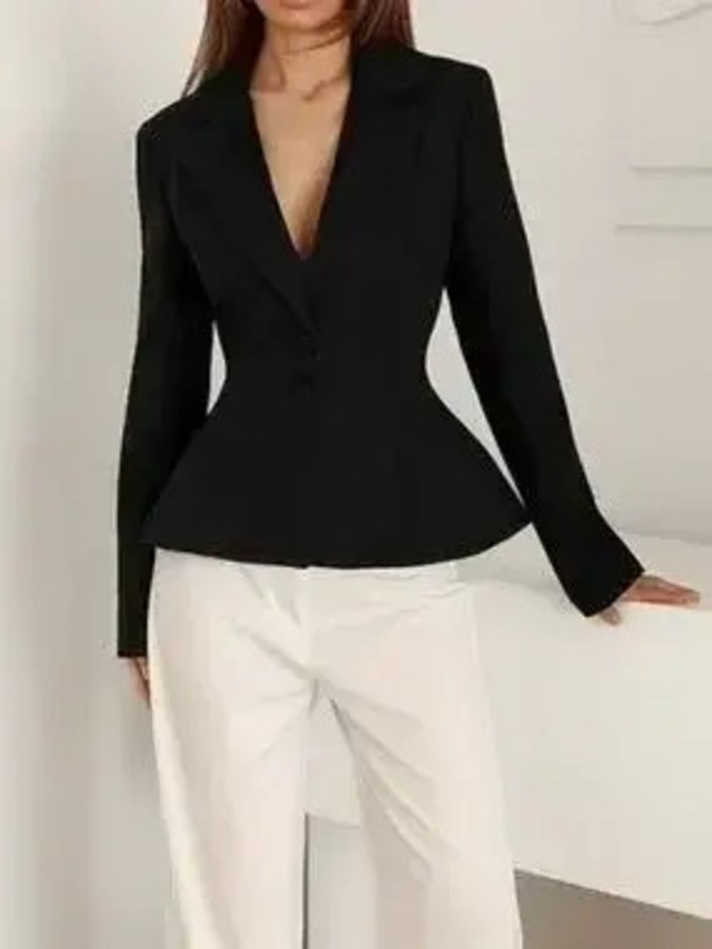 Lapel Collar Button Up Blazer - Picture 5 of 9